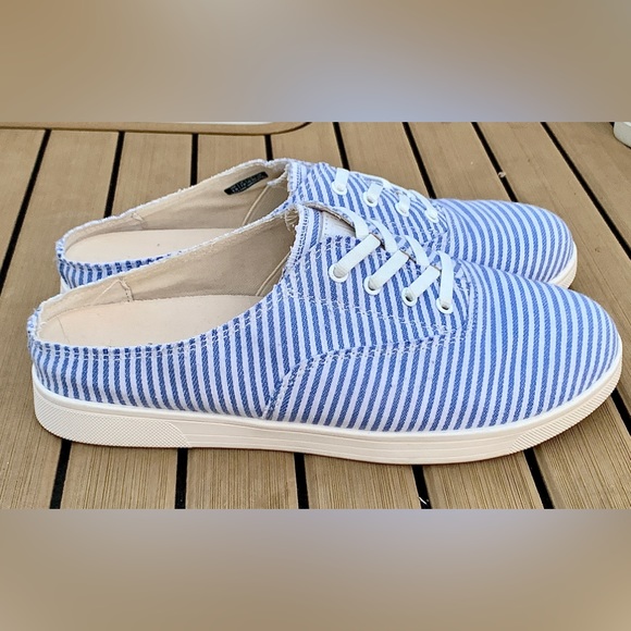 Women's 9 D Spenco Therapeutic Orthopedic Striped Slip On Mules Clogs Sneakers - Picture 5 of 16